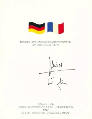 Jacques Chirac, Staatspräsident Frankreich; Helmut Kohl, Bundeskanzler