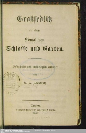 Großsedlitz mit seinem königlichen Schlosse und Garten