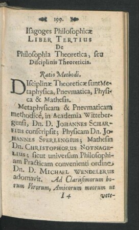 Liber Tertius. De Philosophia Theoretica, seu Disciplinis Theoreticis.