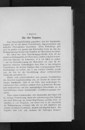 I. Kapitel. Die vier Dogmen.