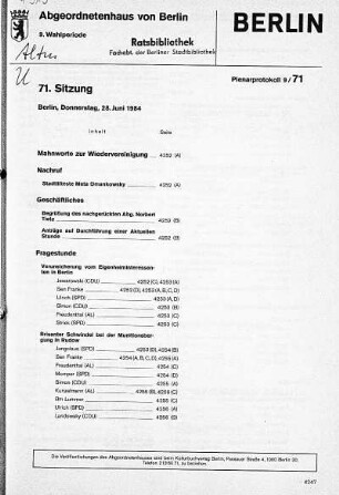 Nr. 71, 28. Juni 1984