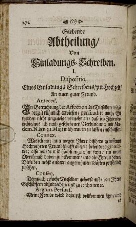 Siebende Abtheilung/ Von Einladungs-Schreiben