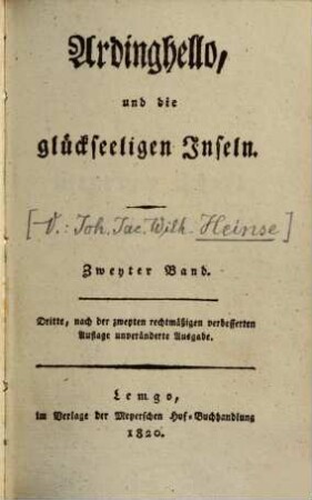 Ardinghello, und die glückseeligen Inseln, 2.
