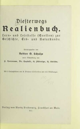 Diesterwegs Realienbuch : Lern- und Lesestoffe (Quellen) zur Geschichte, Erd- und Naturkunde