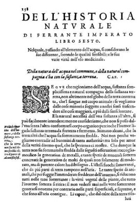 Libro Sesto. Nelquale, passando all'elemento dell' acqua, si considerano le sue differenze secondo le qualita sensibili ...