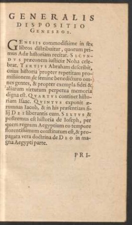 Generalis Dispositio Geneseos.