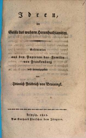 Ideen im Geiste des wahren Herrnhuthianism
