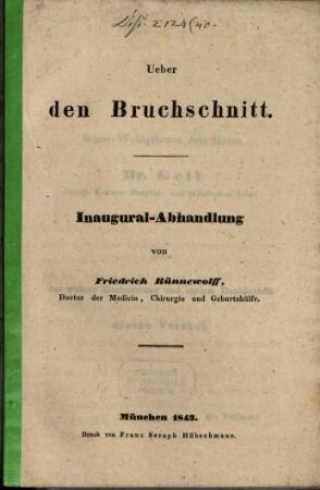 Ueber den Bruchschnitt : Inaugural-Abhandlung