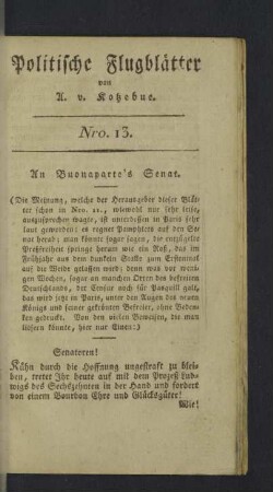 Nro. 13. An Buonaparte's Senat.