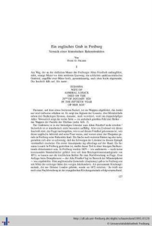 Ein englisches Grab in Freiburg. Versuch einer historischen Rekonstruktion.