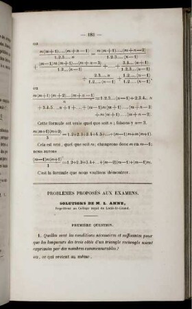 Problèmes proposés aux examens.