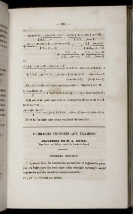 Problèmes proposés aux examens.