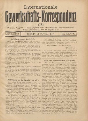 Nummer 2 Berlin, 21. Januar 1914 Jahrgang 2