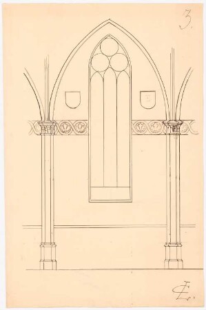 Kirche: Aufriss Pfeiler, Fenster