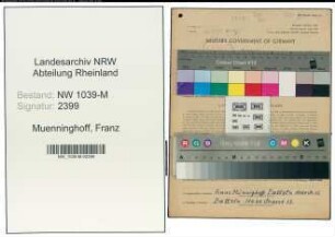 Entnazifizierung Franz Muenninghoff , geb. 23.10.1901 (Dentist)