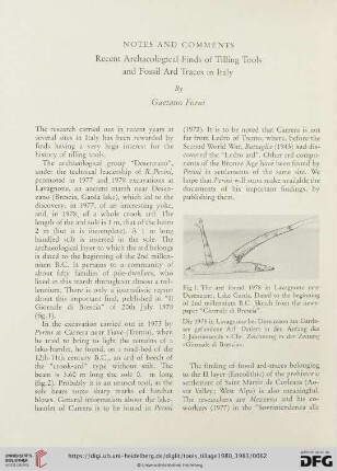 Notes and comments : recent archaeological finds of tilling tools and fossil ard traces in Italy