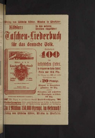 Köhlers Taschen-Liederbuch für das deutsche Volk