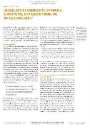 Geschlechtergerechte Sprache: Zumutung, Herausforderung, Notwendigkeit?