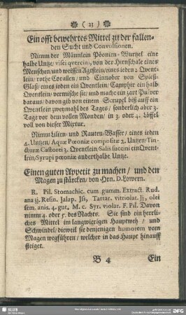 Ein offt bewehrtes Mittel zu der fallenden Sucht und Convulsionen