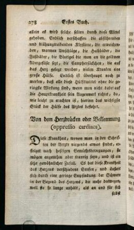 278-284, Von dem Herzdrücken oder Beklemmung (oppressio cardiaca)