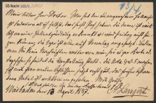 Brief an B. Schott's Söhne : 13.04.1887