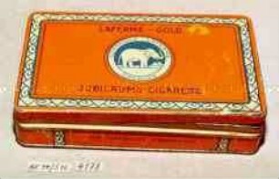 Blechdose für 50 Stück "LAFERME - GOLD JUBILÄUMS-CIGARETTE" (Abbildung eines Elefanten)