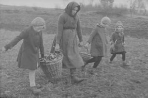 "Viele Steine gabs und wenig Brot" - Kleinbäuerin und Kinder beim Steine aufsammlen auf dem Feld : Kleinbäuerin und Kinder beim Steine aufsammlen auf dem Feld