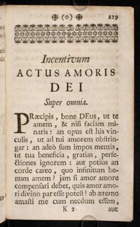 219-223, Incentivum Actus Amoris Dei Super omnia. Formula Amoris Dei Super omnia.