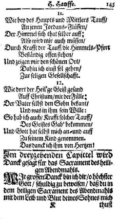 Im dreyzehenden Capittel wird Danck gesagt für das Sacrament des heiligen Abendmahls.