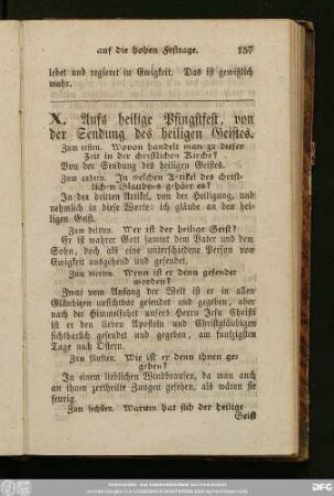 X. Aufs heilige Pfingstfest, von der Sendung des heiligen Geistes.