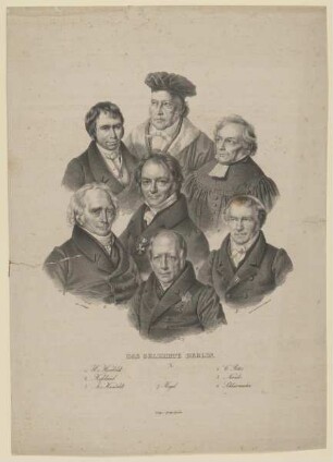 Gruppenbildnis mit Wilhelm v. Humboldt, Friedrich Schleiermacher, Georg Wilhelm Friedrich Hegel (Das Gelehrte Berlin I.)