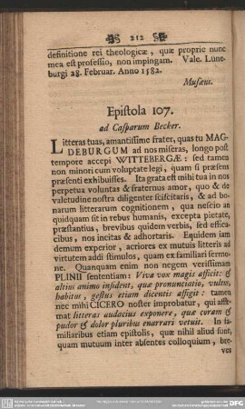 Epistola 107. ad Casparum Becker
