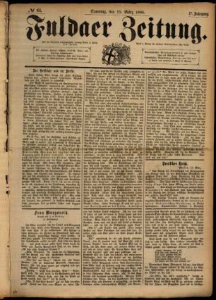 Ausgabe vom Samstag, den 15. März 1890.