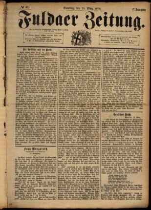 Ausgabe vom Samstag, den 15. März 1890.