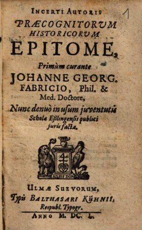 Epitome Incerti auctoris praecognitorum historicorum