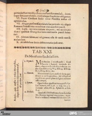 Tab. XXI. De Ministerio Ecclesiastico.