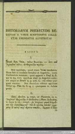 Historiarum Pherecydis Reliquiae E Variis Scriptoribus Collectae Emendatae Illustratae