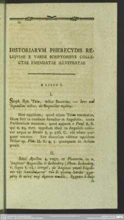 Historiarum Pherecydis Reliquiae E Variis Scriptoribus Collectae Emendatae Illustratae