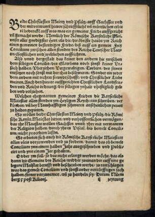Beide Churfürsten Meintz und Pfaltz/ auff Sachssen und der mitverwanten hievor schriefftlichen und müntlichen erbieten bedencken ...