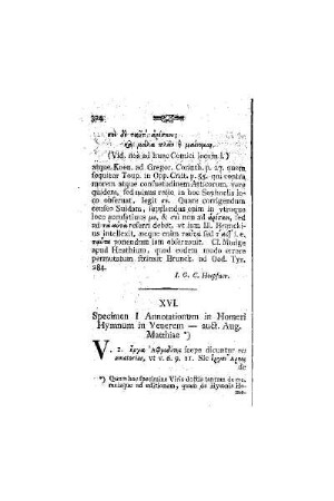 Specimen I Annotationum in Homeri Hymnum in Venerem