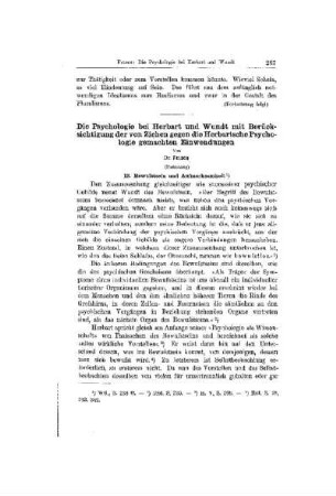 Die Psychologie bei Herbart und Wundt mit Berücksichtigung der von Ziehen gegen die Herbartsche Psychologie gemachten Einwendungen : (Fortsetzung)