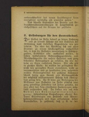 2. Erfindungen für den Heeresbedarf.