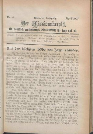 Nr. 4. Siebenter Jahrgang. April 1907.