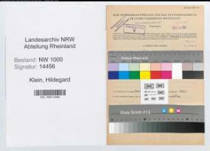 Entnazifizierung Hildegard Klein, geb. 09.07.1918 (Postbeamtin)