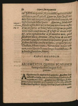 Caput Secundum. De Argumentis, Quibus Pontificii suam persuadere satagunt Religionem.