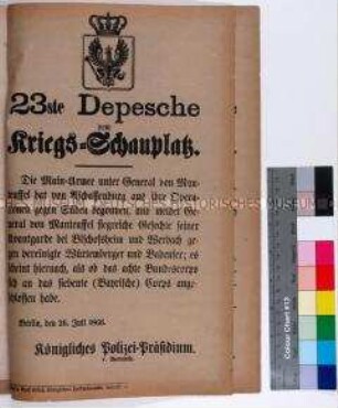 23. Depesche vom Kriegsschauplatz; Berlin, 26. Juli 1866