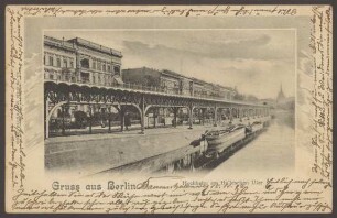Ansichtskarte der Berliner Hochbahn am Halleschen Ufer
