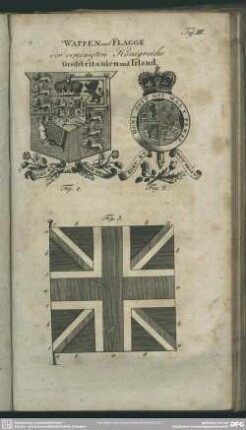 Wappen und Flagge der vereinigten Königreiche Großbritanien und Irland