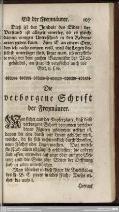 Die verborgene Schrift der Freymäurer