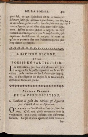 Chapitre Second. De La Poesie En Particulier.